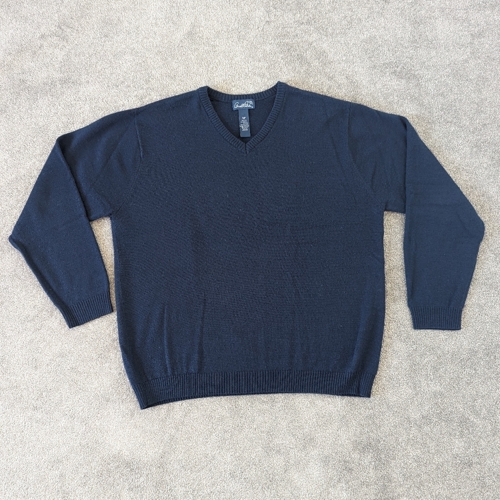 Arnold Palmer Vintage Wool Sweater V-neck Blue Color Men's XL
